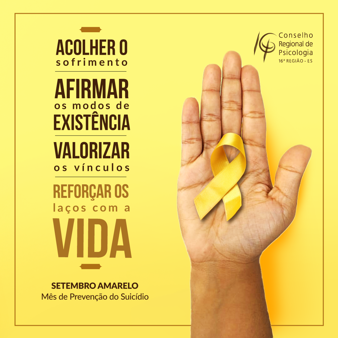 CRP-16 integra campanha Setembro Amarelo de prevenção do suicídio